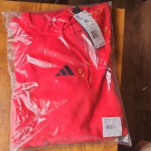Adidas Bold Red Pullover Hoodie